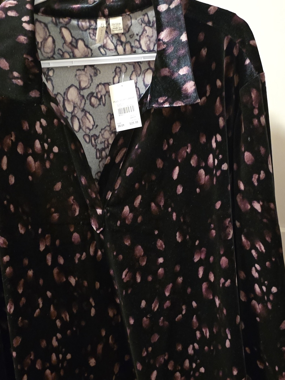 Cato Black Velvet Spot-Print Blazer with Mauve Spots